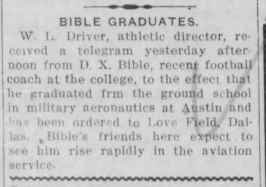 D.X. Bible graduates The Eagle March 14, 1918.jfif